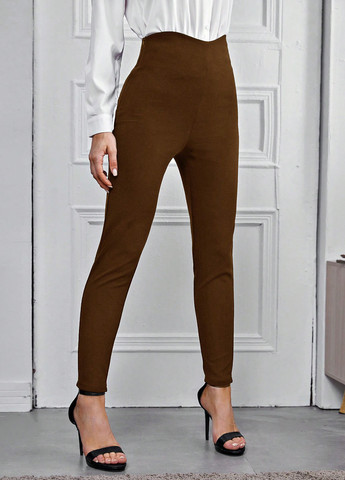 Коричневые демисезонные леггинсы SHEIN