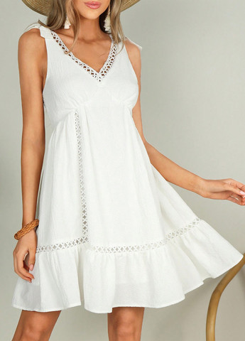 Белое кэжуал платье а-силуэт SHEIN однотонное