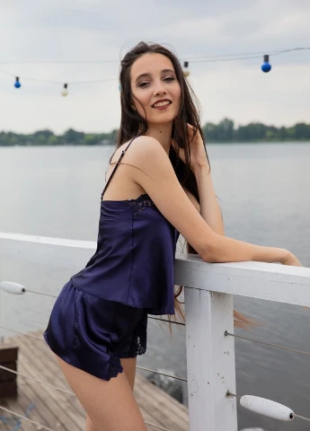 Синя всесезон піжама майка + шорти Dkaren