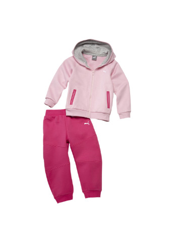 Комплект Hooded Babies' Jogger Set Puma однотонный розовый спортивный хлопок, полиэстер, эластан