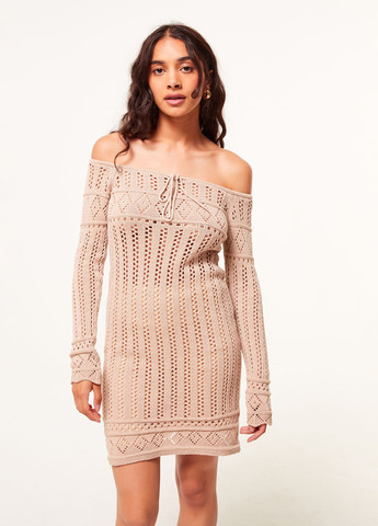 Пудрова кежуал сукня з відкритими плечима Jennyfer однотонна