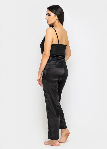 Чорний демісезонний комплект (халат, топ, брюки) Ghazel