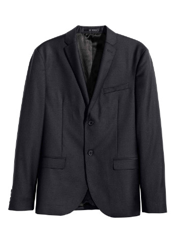 Пиджак H&M однобортный однотонный чёрный деловой вискоза