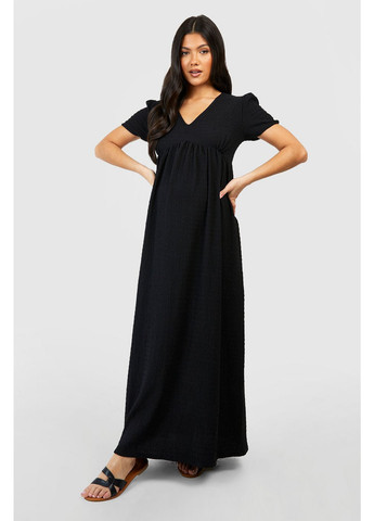 Черное кэжуал платье а-силуэт Boohoo однотонное