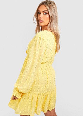 Желтое кэжуал платье клеш Boohoo однотонное