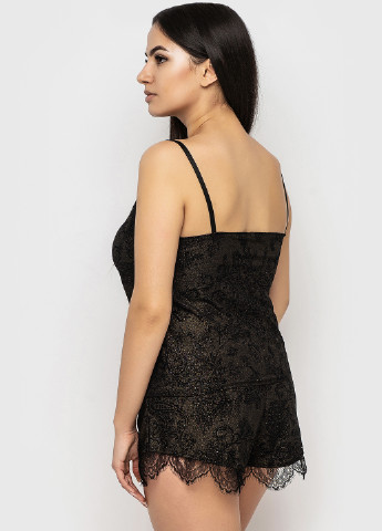 Чорний демісезонний комплект (топ, шорти, халат) Ghazel