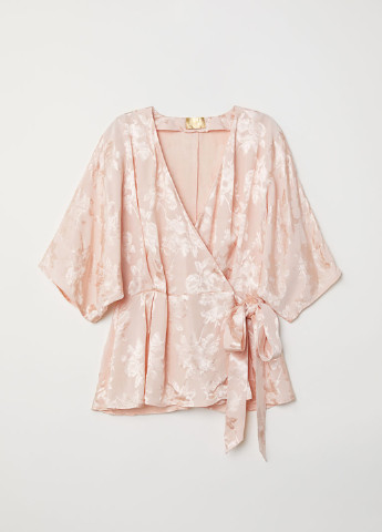 Пудровая летняя блуза на запах H&M
