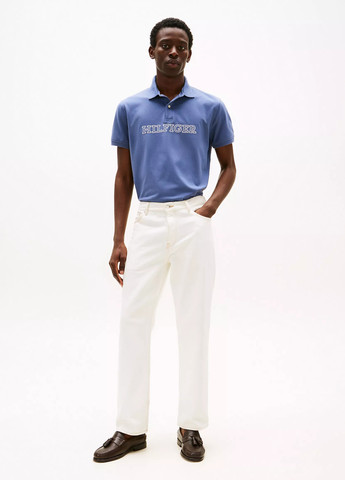 Синяя футболка-поло для мужчин Tommy Hilfiger с надписью