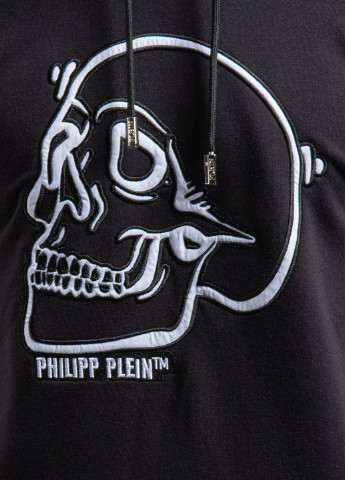 Черный худи Outline Skull с капюшоном Philipp Plein (251176395)