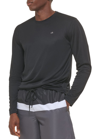 Черный демисезонный спортивный, кэжуал лонгслив Calvin Klein с логотипом