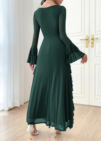 Темно-зелена вечірня сукня силуетна SHEIN однотонна