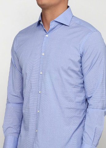 Синяя кэжуал рубашка в клетку Massimo Dutti с длинным рукавом