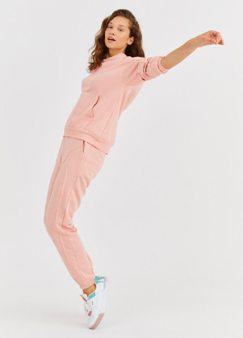 Костюм (худи, брюки) ECROU однотонный светло-розовый спортивный хлопок, трикотаж