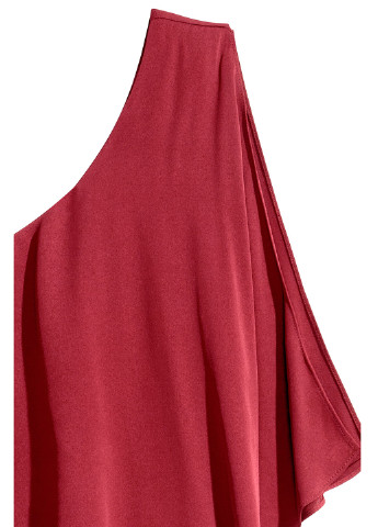Бордовое вечернее платье на одно плечо H&M однотонное