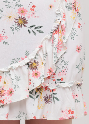 Белая кэжуал цветочной расцветки юбка Jennyfer на запах