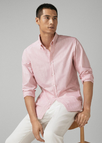 Розовая кэжуал рубашка Massimo Dutti с длинным рукавом