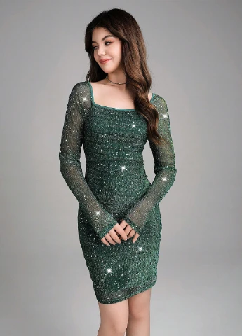 Зелёное платье SHEIN (342382327)