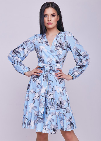 Голубое кэжуал платье ST-Seventeen с цветочным принтом