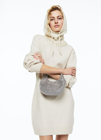 Жемчужное кэжуал платье платье-свитер H&M однотонное