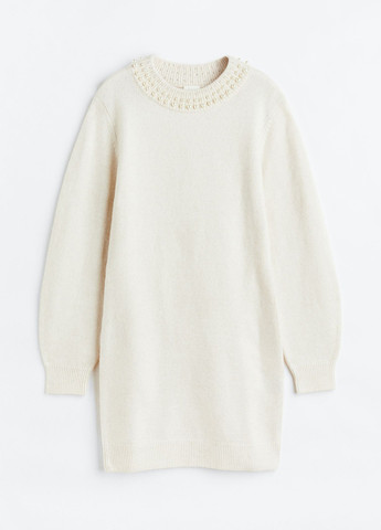 Жемчужное кэжуал платье платье-свитер H&M однотонное