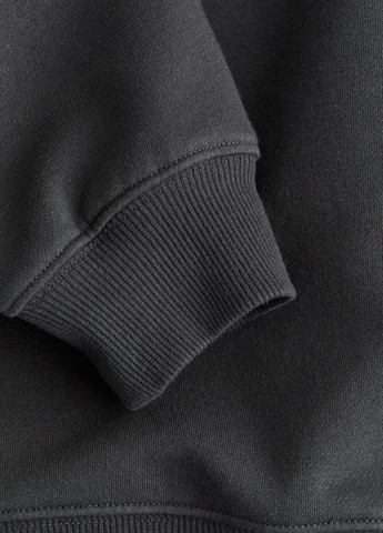 H&M свитшот однотонный темно-серый кэжуал хлопок, трикотаж с начесом