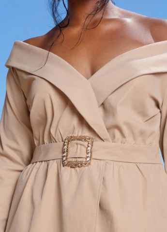 Бежева кежуал сукня PrettyLittleThing однотонна