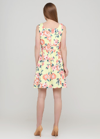 Желтое кэжуал платье клеш MANOI с цветочным принтом