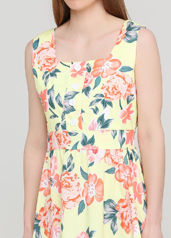 Желтое кэжуал платье клеш MANOI с цветочным принтом