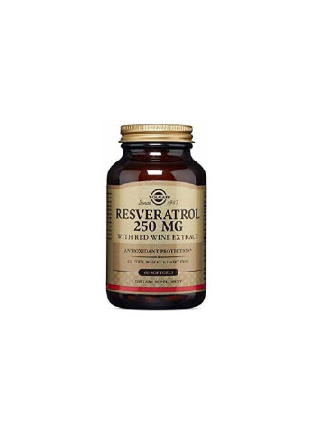 Ресвератрол Resveratrol 250 мг 60 Softgels Solgar (253396927)