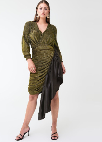 Оливковая вечерний однотонная юбка Gina Tricot плиссе