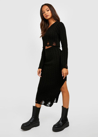Черная кэжуал однотонная юбка Boohoo карандаш