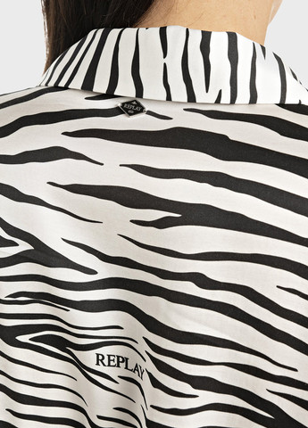 Чорно-білий кежуал сукня сукня-сорочка Replay зебра