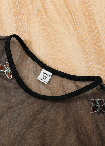 Черный летний комплект (топ, шорты, накидка) SHEIN