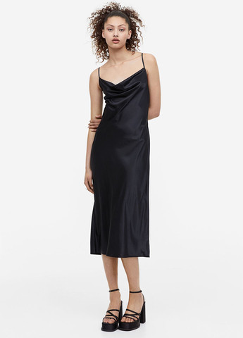 Чорна кежуал сукня сукня-комбінація H&M однотонна