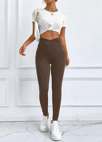 Темно-коричневые демисезонные леггинсы SHEIN