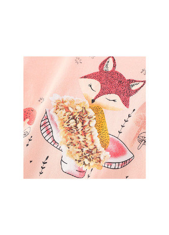 Лонгслів для дівчинки з малюнком лисички персиковий Red fox Berni kids 59181 (248468749)