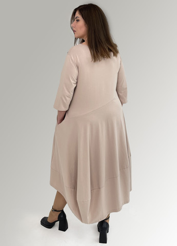 Кофейное кэжуал платье а-силуэт Hookk Design с рисунком