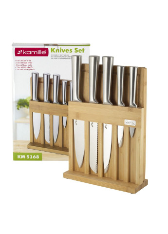 Набор кухонных ножей KM-5168 7 предметов Kamille комбинированные,