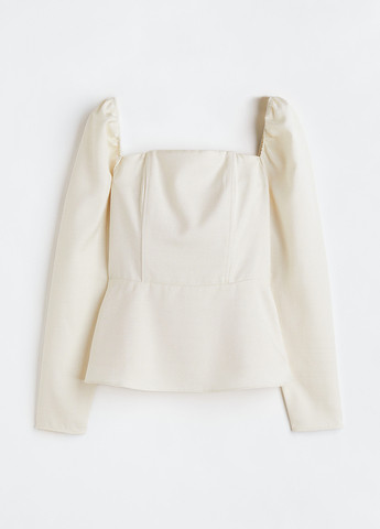 Молочная демисезонная блуза с баской H&M