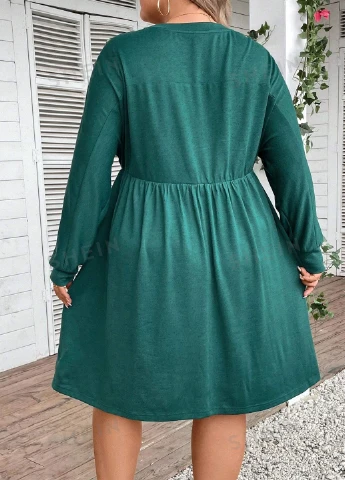 Изумрудное кэжуал платье SHEIN однотонное