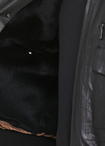 Черная зимняя куртка кожаная Koranso
