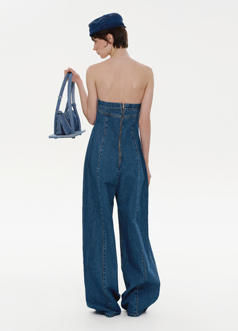 Комбінезон Ksenia Schnaider комбінезон-брюки однотонний синій джинсовий джинс, бавовна