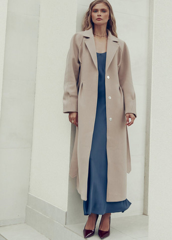 Бежевое демисезонное Пальто однобортное Gepur