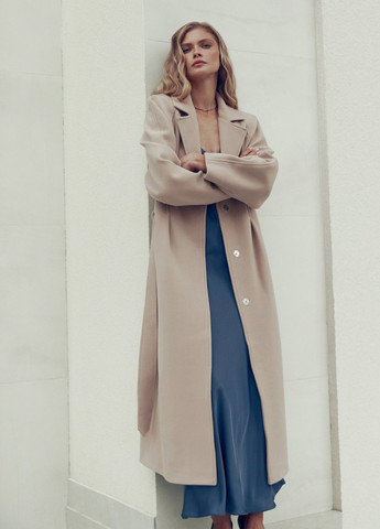 Бежевое демисезонное Пальто однобортное Gepur