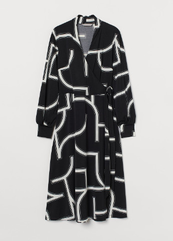 Черно-белое повседневный платье H&M с абстрактным узором
