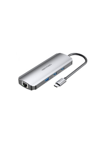 Концентратор USB3.1 Type-C --> HDMI/USB 3.0x3/RJ45/SD/TF/PD 100W Hub 8-in (TOKHB) Vention (250125857)