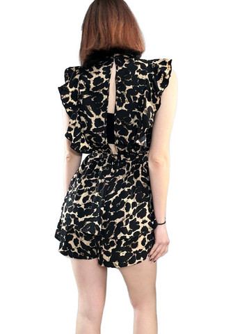 Комбинезон Boohoo комбинезон-шорты леопардовый комбинированный кэжуал полиэстер