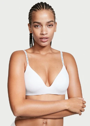 Белый минимайзер бюстгальтер Victoria's Secret без косточек хлопок, трикотаж