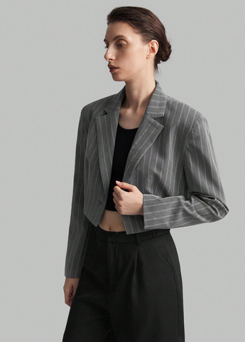 Темно-серый женский жакет SHEIN полосатый - демисезонный