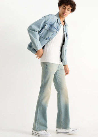 Серо-голубые демисезонные мешковатые, прямые джинсы C&A